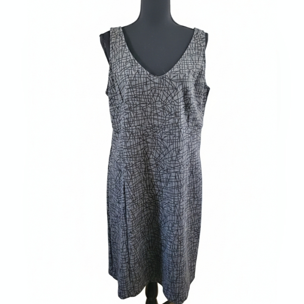 New York & Company New Elegant Black Patterned Dress